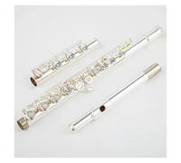 Flauta profesional cuproníquel C llave flauta de 17 agujeros instrumentos musicales plateados con estuche