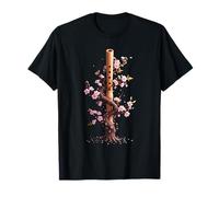 Flauta Shakuhachi De Bambú Con Árbol En Flor Camiseta