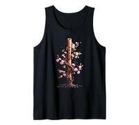 Flauta Shakuhachi De Bambú Con Árbol En Flor Camiseta sin Mangas