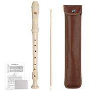 Flauta soprano de estilo alemán con llave C ABS de 8 agujeros desmontable para niños con bolsa de cuero, varilla de limpieza y tabla de digitación para principiantes, estudiantes y niños