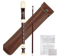 Flauta soprano de estilo alemán con llave C ABS de 8 agujeros desmontable para niños con bolsa de cuero, varilla de limpieza y tabla de digitación para principiantes, estudiantes y adultos