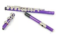 flauta transversal Flauta C de orificio cerrado de 16 teclas color morado instrumento de flauta para principiantes viene con kit de limpieza soporte para guantes barra de paso