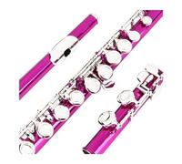flauta transversal Flauta de color llave de níquel rosa 16 orificios cerrados más llave E instrumento de flauta C