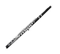 flauta transversal Flauta de ébano, instrumento profesional, 17 agujeros, cola B abierta, llave C, cuerpo de tubo de madera plateado