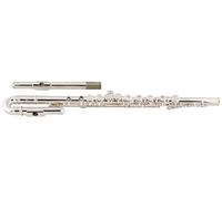 Flauta Transversal Lechgold FL-19/2U plateada con pie en C, cabeza curvada y recta, alpaca, llaves cerradas. Incluye estuche, bolsa y varilla de limpieza.