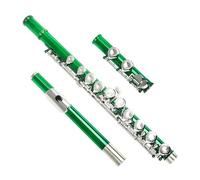 Flauta Transversal Verde Con Orificio Cerrado, 16 Agujeros, Flauta Niquelada De Cuproníquel En Tono C Con Accesorios Flauta Travesera para Principiantes