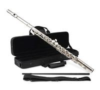 Flauta Traversa Classic Cantabile FL-100, ideal para principiantes, alpaca niquelada, llaves cerradas, mecanismo en E, sol adelantado, afinación en C, incluye estuche y accesorios, color plateado.