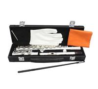 flauta travesera Flauta Abierta/cerrada De 16 Agujeros Flauta Con Llave C Cuproníquel Blanco Flauta Transversal De Concierto Instrumento Musical Con Accesorios Para Llaves E