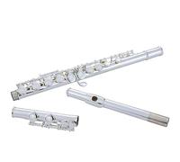 flauta travesera Flauta Instrumento De Viento Cobre Blanco Botón Mi Clave Split C Tono Plateado 16 Agujeros Cerrados instrumento de flauta profesional