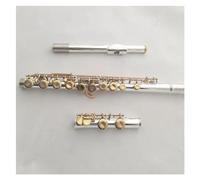 Flauta Travesera Instrumento Tubo Chapado En Plata De Cuproníquel, Botones Dorados, Flauta C Tune, Flauta Abierta/cerrada Con Llave E (Color : 17 holes)