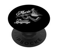 Flauta travesera Music is my second Language Flaute Querflautistin PopSockets PopGrip Adhesivo