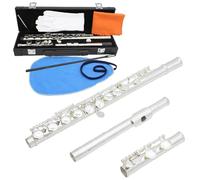 Flauta travesera profesional Llave Secreta De Flauta Plateada De 16 Agujeros Flauta Con Llave E Para Principiantes Caja De Juego Guantes Palo De Afinación