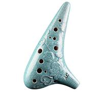 Flautas de cerámica. Ocarina Alto Do de 12 agujeros, tipo grieta, bolsa de tela, bastoncillo de limpieza y protector de boquilla.(Blue)
