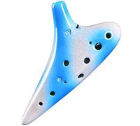 Flautas de cerámica. Ocarina de arcilla Alto C de 12 agujeros agrietada con degradado azul y blanco
