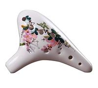 Flautas de cerámica. Ocarina de arcilla pintada a mano de alto do de 12 agujeros,(White a)