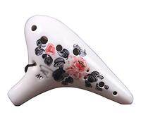 Flautas de cerámica. Ocarina de arcilla pintada a mano de alto do de 12 agujeros,(White D)