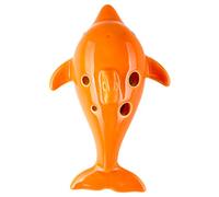 Flautas de cerámica. Ocarina de cerámica creativa con forma de delfín de 6 agujeros en do alto, regalo for niños y niñas.(Orange)