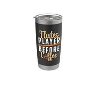 Flautas Jugador antes de amar Flauta Amante del café Flautas Ju Vaso térmico de acero inoxidable de doble pared
