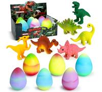 Flavery Juego de huevos sorpresa de dinosaurios, 6 unidades, huevos coloridos con figuras de juguete, colección jurásica