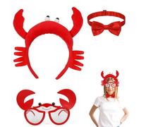 FLAVNTEL Diadema de Cangrejo con Lazo y Gafas - Accesorios Divertidos para Fiesta, Carnaval y Halloween Hombres, Mujeres, Niños y Niñas - Regalo Original, Cómoda y Reutilizable