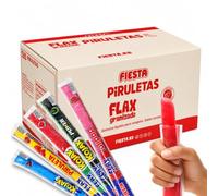 Flax Helado, Helados de Hielo sin Gluten y sin Lactosa, Flax fiesta, sabor Piruleta Cereza, Lolipop Fresa, Sandía, Pintalenguas, Power, Caja con 96 unidades
