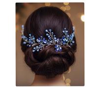 Flayem Enredadera para el Cabello de Boda con Diamantes de Imitación Azules y Hojas, Tocado de Cristales para Novia, Tiara de Cristal, Diadema, Fiesta Nocturna, Baile de Graduación
