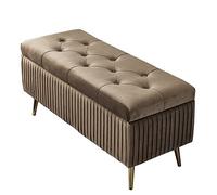 FLBT Reposapiés otomano Taburete de sofá Caja de Almacenamiento Rectangular Franela Suave Diseño Moderno Almohadilla para los pies Múltiples Colores Disponibles Otomanos (Color : Brown,