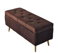 FLBT Reposapiés otomano Taburete de sofá Caja de Almacenamiento Rectangular Franela Suave Diseño Moderno Almohadilla para los pies Múltiples Colores Disponibles Otomanos (Color : Brown,