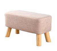 FLBT Reposapiés tapizado Otomano Banco de Madera Maciza Taburete de sofá de Tela Cómodo y Transpirable Cambio de Banco de Zapatos Cojinete de Alta Carga 60x30x35cm Tocador Taburete (Col