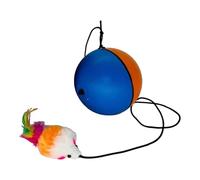 FLCPJGV Bola de Juguete para Gatos Automática Interactiva con Movimientos Que Cambian de Dirección Material PP Y Felpa Resistente Incluye Ratón de Peluche, Azul Naranja