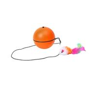 FLCPJGV Bola de Juguete para Gatos Automática Interactiva con Movimientos Que Cambian de Dirección Material PP Y Felpa Resistente Incluye Ratón de Peluche, Naranja