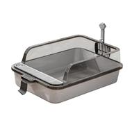 FLCPJGV Caja de Arena Gatos Arenero Bandeja Abierta Mascotas Recipiente Material PP Estructura Compacta Lateral Alto Fácil Desmontaje Adecuada para Gatos, Gris
