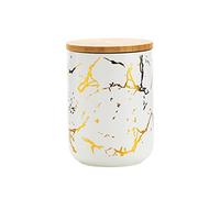 FLCPJGV Canister de Cerámica con Tapa Hermética Tarro para Azúcar Almacenador de Granos Contenedor de Té Apto para Mostrar en Estantes Y Cocinas Modernas, Blanco M, Individual