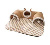 FLCPJGV Cat Tunnel Cama Cueva Alfombra Tubo Refugio Felpudo Lavable con Diseño Y de Cremallera Adecuado para Gatos Pequeños Animales, marrón m