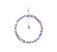 FLCPJGV Columpio para Aves Jaula Madera Acrílico Metal Cuerda con Adorno Estrellado y Estructura Estable Adecuado para Escalada Juego Aves, Morado Y Blanco, Pequeño