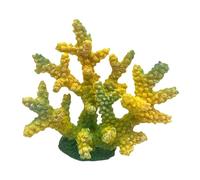 FLCPJGV Coral Estatua Decorativa Ornamento de Resina Accesorio de Acuario Escultura para Pecera Bajo Mantenimiento Adecuada para Decoración de Peceras Escrito, Amarillo
