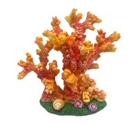 FLCPJGV Coral Estatua Decorativa Ornamento de Resina Accesorio de Acuario Escultura para Pecera Bajo Mantenimiento Adecuada para Decoración de Peceras Escrito, Naranja