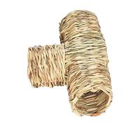 FLCPJGV de Hierba para Hámster, Casa de Paja, Escondite, Nido, de Juguete, Juguete Interactivo Ligero, de Conejo, Tubo para Ratones, Chin, Tres Puertos