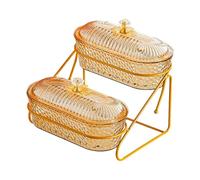 FLCPJGV Frutero de Dos Niveles Bandeja para Verduras Soporte para Caramelos Organizador Central Material Resistente Estructura Compacta Adecuado para Sala de, Flor ámbar, Individual