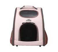 FLCPJGV Mochila Transportadora para Mascotas Bolso Plegable para Gatos Y Perros Pequeños Oxford Resistente Y Transpirable con Apertura Frontal Y Bolsillo Late, Rosa