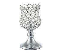 FLCPJGV Portavelas de Cristal Candelabro de Hierro Soporte para Vela Base Estable Acabado en Cristal Adecuado para Cenas Formales Fiestas de Cumpleaños Reunio, 18cm, Individual