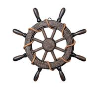 FLCPJGV TimóN de Barco, Escultura de Pared, Volante de Barco de Madera, DecoracióN ArtíStica de Pared para Club, Chimenea, Hogar, Bares de Playa, Cocina, Sin Red32x3x32cm