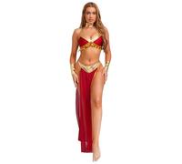Fldy Disfraz de Cleopatra para mujer, reina egipcia, ropa de danza del vientre, conjunto para Halloween, carnaval, fiesta, burdeos, M