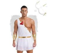 Fldy Disfraz de Cupido para Hombre Arco Flecha Alas de Ángel y Mono Pulsera Adulto Disfraces de Carnaval Mensajero del Amor Dios del Amor Cosplay Blanco S