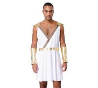 Fldy Disfraz de dioses griegos para hombre, túnica griega romana, conjunto de puños para carnaval, Halloween, blanco, XL
