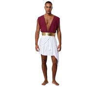 Fldy Disfraz de hombre de Dios Griego Romano Griego antiguo Clítoris profundo cuello en V túnica Halloween Carnaval