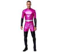 Fldy Disfraz para hombre, disfraz de héroe de la bestia, disfraz de héroe, disfraz metálico, disfraz de Halloween, disfraz de fiesta temática, color rosa caliente, M