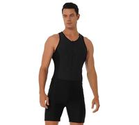 Fldy Traje de triatlón de una pieza sin mangas para hombre, ciclismo, natación, correr, competición, entrenamiento, carrera, traje de bicicleta, Negro_a., M