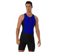 Fldy Traje de triatlón de una pieza sin mangas para hombre, ciclismo, natación, correr, competición, entrenamiento, carrera, traje de bicicleta, Azul real_A, M