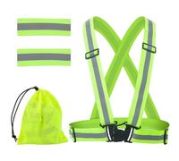 Flearitzo Chaleco Reflectante Seguridad Chaleco Reflectante Ajustable Reflector Chaleco Alta Visibilidad Elástica Ajustable Chaleco para Correr,Montar en Bicicleta,Caminar y Andar en Moto